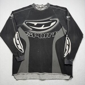 JT USA Shirt Mens XL Black Long Sleeve Jersey Motocross Rave 600 Vintage
